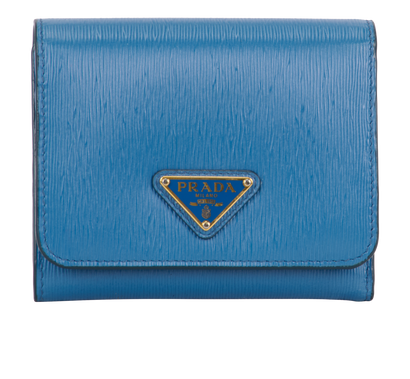 Prada Compact Wallet, &pound;150, Accessories, Blue, Leather, Front view